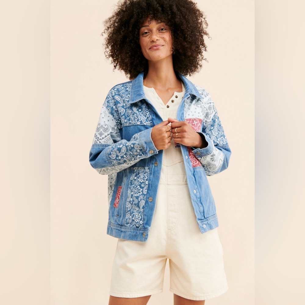 Women's Blue Paisley Denim Jacket